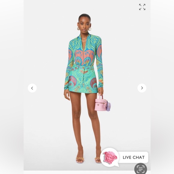 VERSACE PSYCADELLIC PRINT DENIM SKIRT - Picture 2 of 6